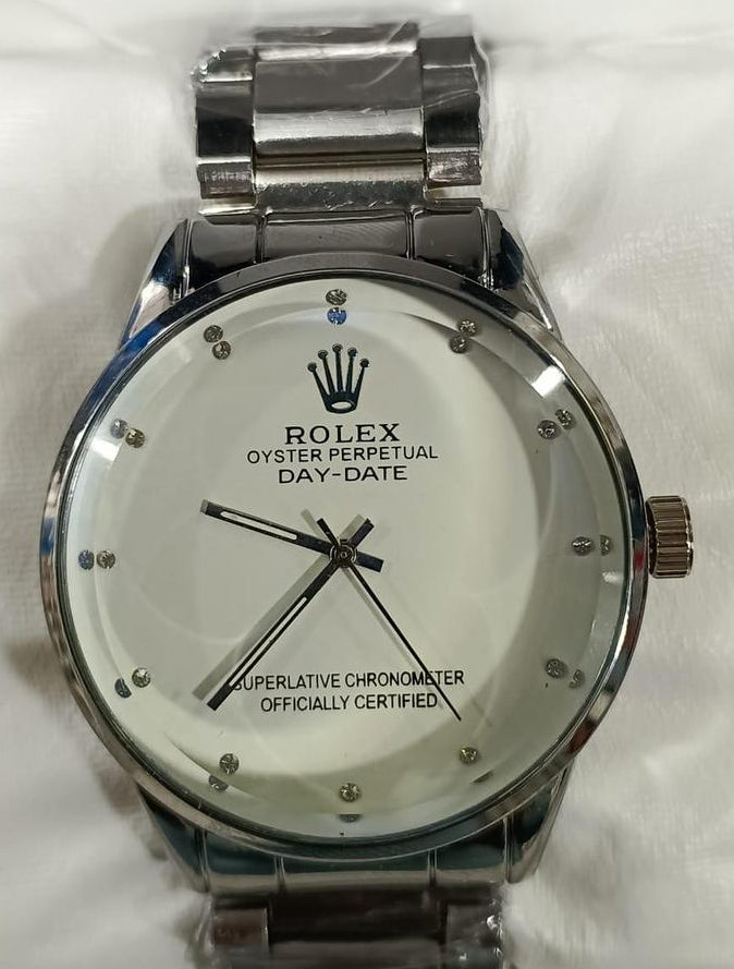 Rolex Men’s Stainless Steel Formal Watch – Premium Quartz Wristwatch for Men | Elegant Luxury Design (With Random Box)