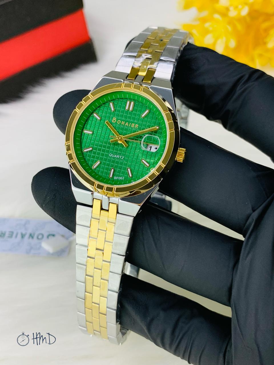 * BONAIER ORIGINAL WATCH  * CHINA ASSEMBLED  * WATER PROOF   * STAINLESS STEEL CHAIN  * BUTTERFLY STEEL LOCK  * ATTRACTIVE LOOK  * DIFFERENT COLOURS AVAILABLE   WITH BOX