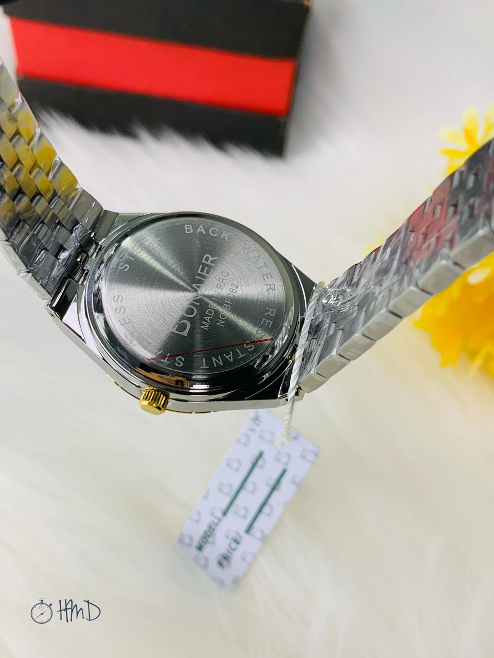 * BONAIER ORIGINAL WATCH  * CHINA ASSEMBLED  * WATER PROOF   * STAINLESS STEEL CHAIN  * BUTTERFLY STEEL LOCK  * ATTRACTIVE LOOK  * DIFFERENT COLOURS AVAILABLE   WITH BOX