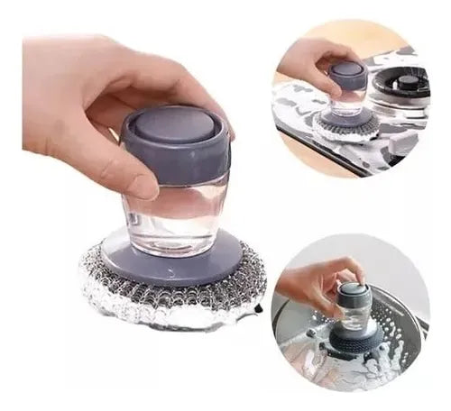 2 in 1 Portable Kitchen Soap Dispensing Dishwashing Tool Brush, Palm Brush Easy To Use Scrubber Wash Kitchen Dish Cleaning Tools..