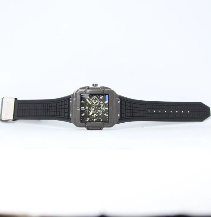 PERMIUM QUALITY Hublot Square Bang Unico black Strap and silver dail