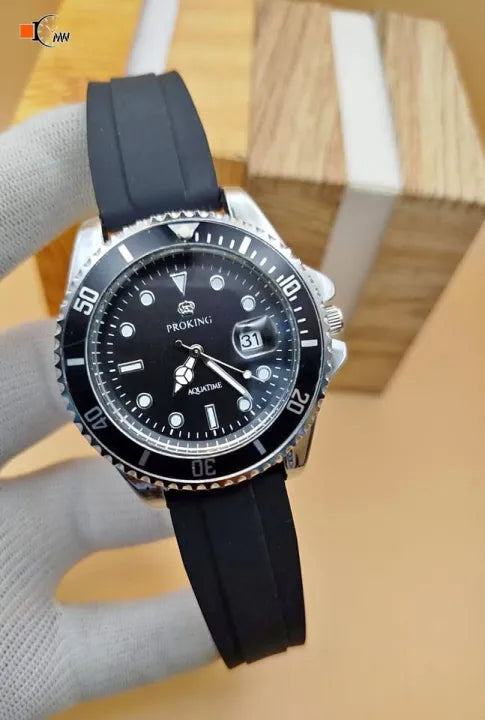 New Elegant Men Fashion Watch with Date Function, Stainless Steel Strap, and Black Dial - High-Quality Sports Style