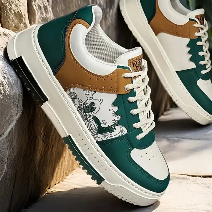 Sneakers for Men, All Season PVC Casual Style Sports Hiking Sneakers Blue & Beige Green Available