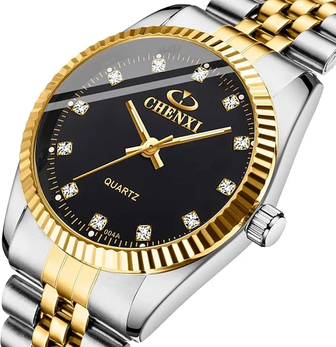 Couple Watches Brand Golden Watch Men Women Stainless Steel Waterproof Watch…