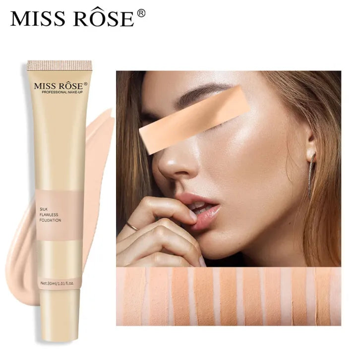 Miss Rose Silk Flawless Foundation 30ml Perfecting Full Coverage Long Lasting for All Skin Types