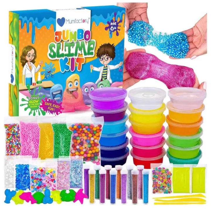 Mumfactory Slime 12 pcs / Glitter 6 bottle / Water Balloons / Orbeez balls / 1 clay mitti pics / 10 icream sticks china matti Jumbo Slime Kit Toys in Rs 299 Box Not Included