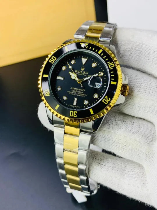 New Elegant Men Fashion Watch with Date Function, Stainless Steel Strap, and Black Dial - High-Quality Sports Style