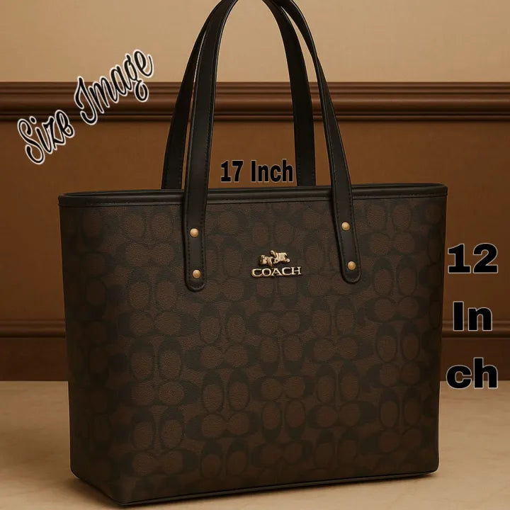 "Coach Tote Bag – Premium Imported Leather Ladies Handbag | Spacious Big Size Luxury Shoulder & Hand Carry Bag | Scents & Bags Collection"