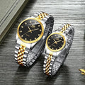 Couple Watches Brand Golden Watch Men Women Stainless Steel Waterproof Watch…