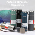 US Dealz Stainless Steel Vacuum Flask Set with 2 Cups Flask Combo Keeps Liquid Tea Coffee Cold Hot Bottle Drink Water Flask Bottle 500ml Vacuum Insulated Bottle (Multicolor)