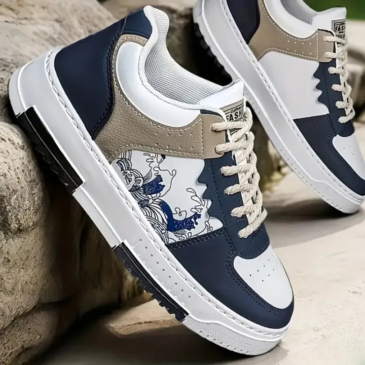 Sneakers for Men, All Season PVC Casual Style Sports Hiking Sneakers Blue & Beige Green Available