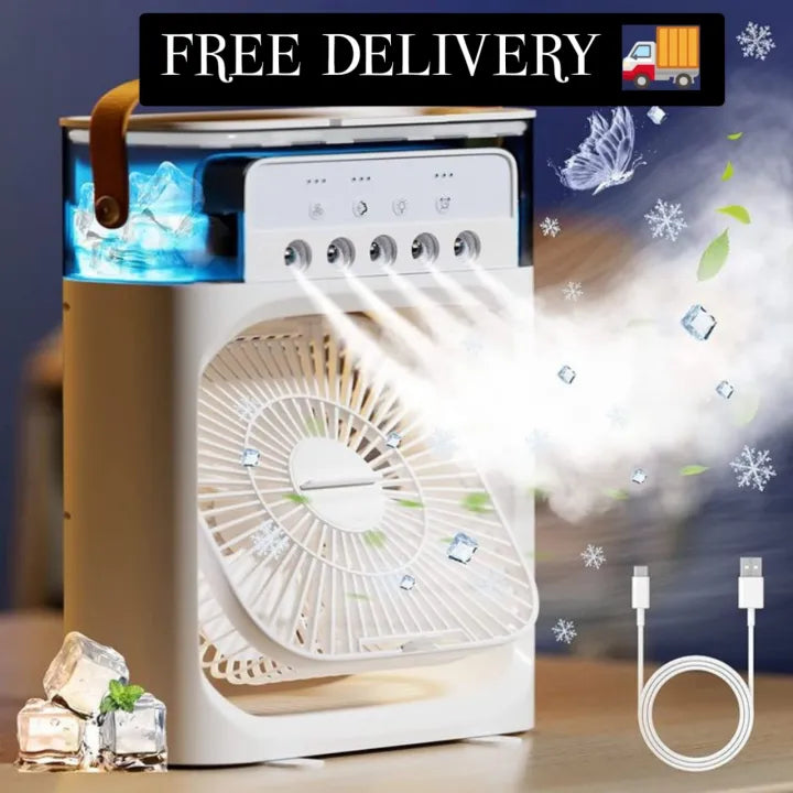 Mini cooling fan - Cooling fan - Plastic table fan - ac fan - Air conditional fan -Mini fan - Mini cooler -Humidifier fan - Air cooler fan with night light - Humidifier fan – Table fan - ice fan