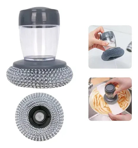 2 in 1 Portable Kitchen Soap Dispensing Dishwashing Tool Brush, Palm Brush Easy To Use Scrubber Wash Kitchen Dish Cleaning Tools..