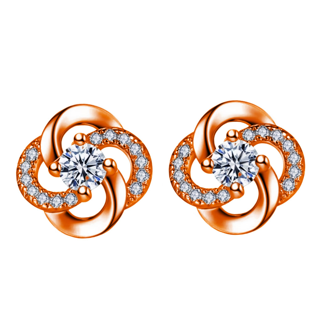 Rotating Love Zircon Earrings White Gold Plated