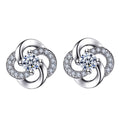 Rotating Love Zircon Earrings White Gold Plated