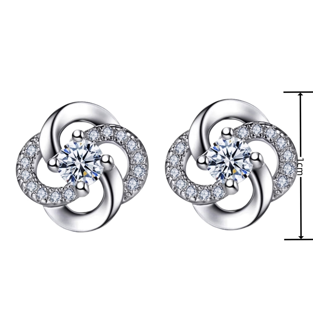 Rotating Love Zircon Earrings White Gold Plated