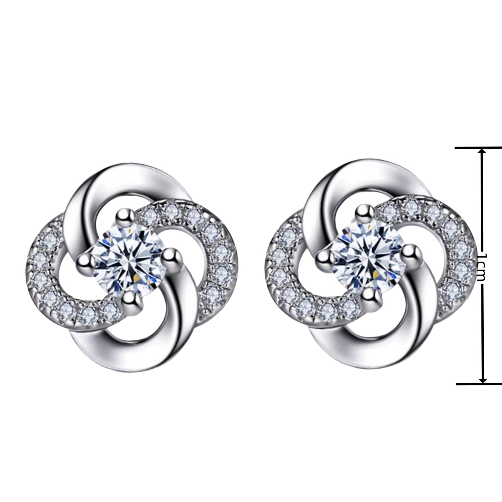 Rotating Love Zircon Earrings White Gold Plated