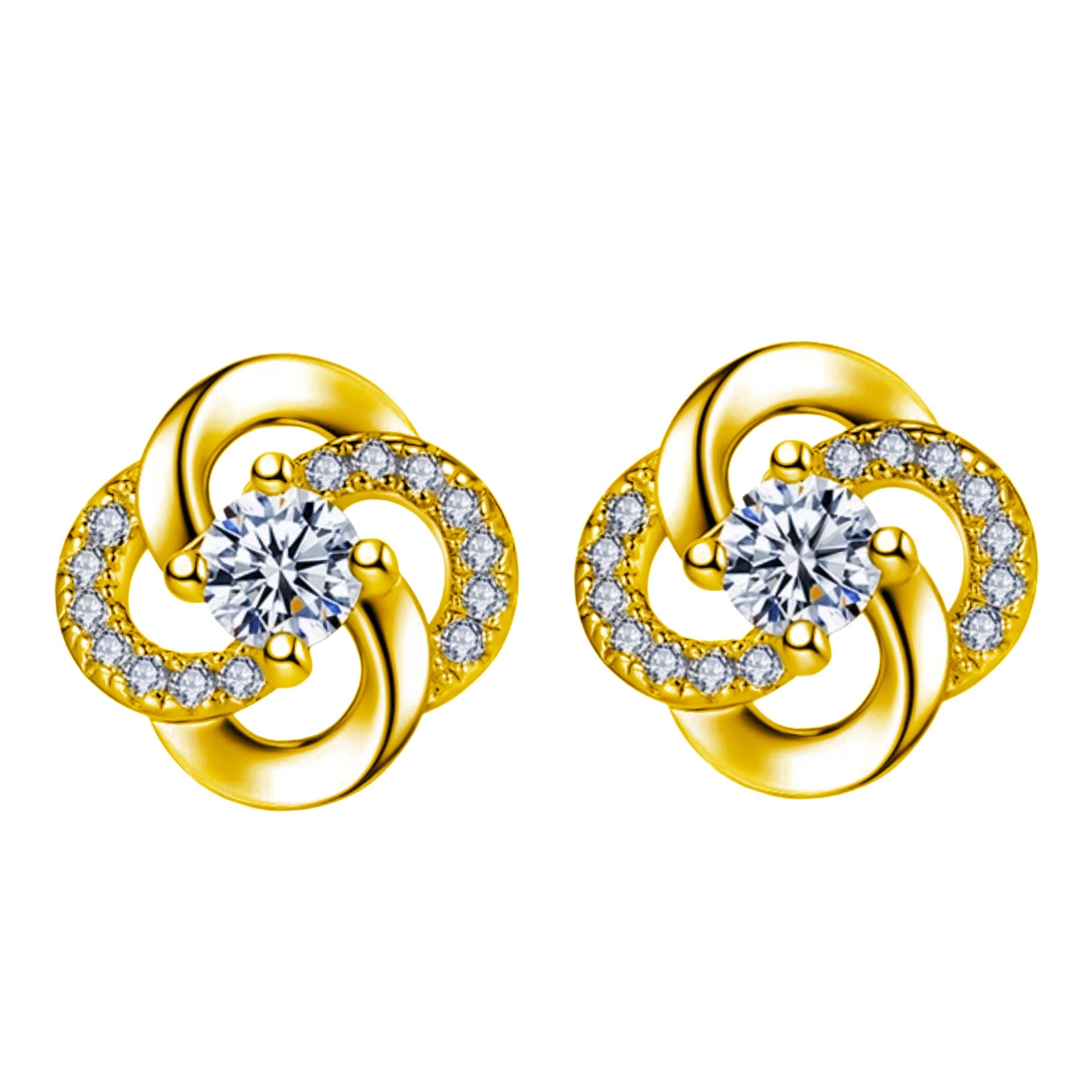 Rotating Love Zircon Earrings White Gold Plated
