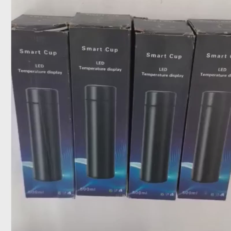 LED Temperature Display Water Bottle | Checkered Design | Smart Stainless Steel Vacuum 500ml Flask | Random Color